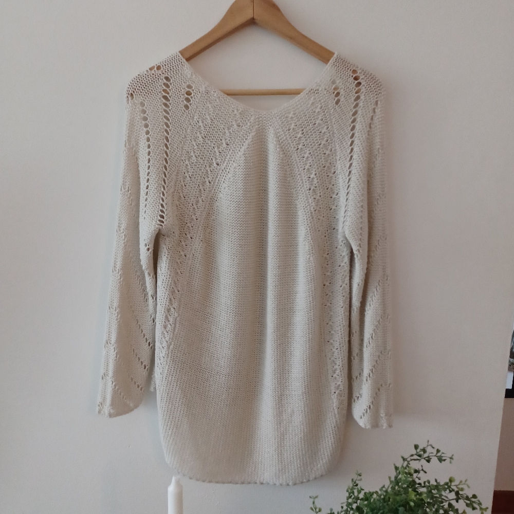 ⛔SOLD⛔Loose Knit Cream Sweater - Picture 6 of 12